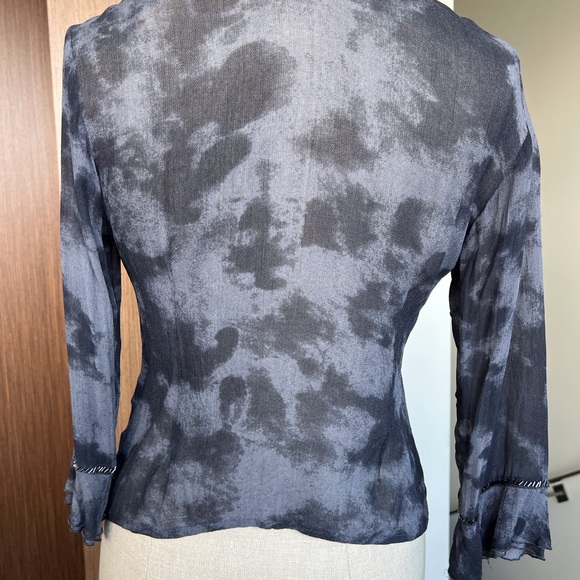 Silk tie-dyed blouse with beading - stunning - Picture 4 of 6